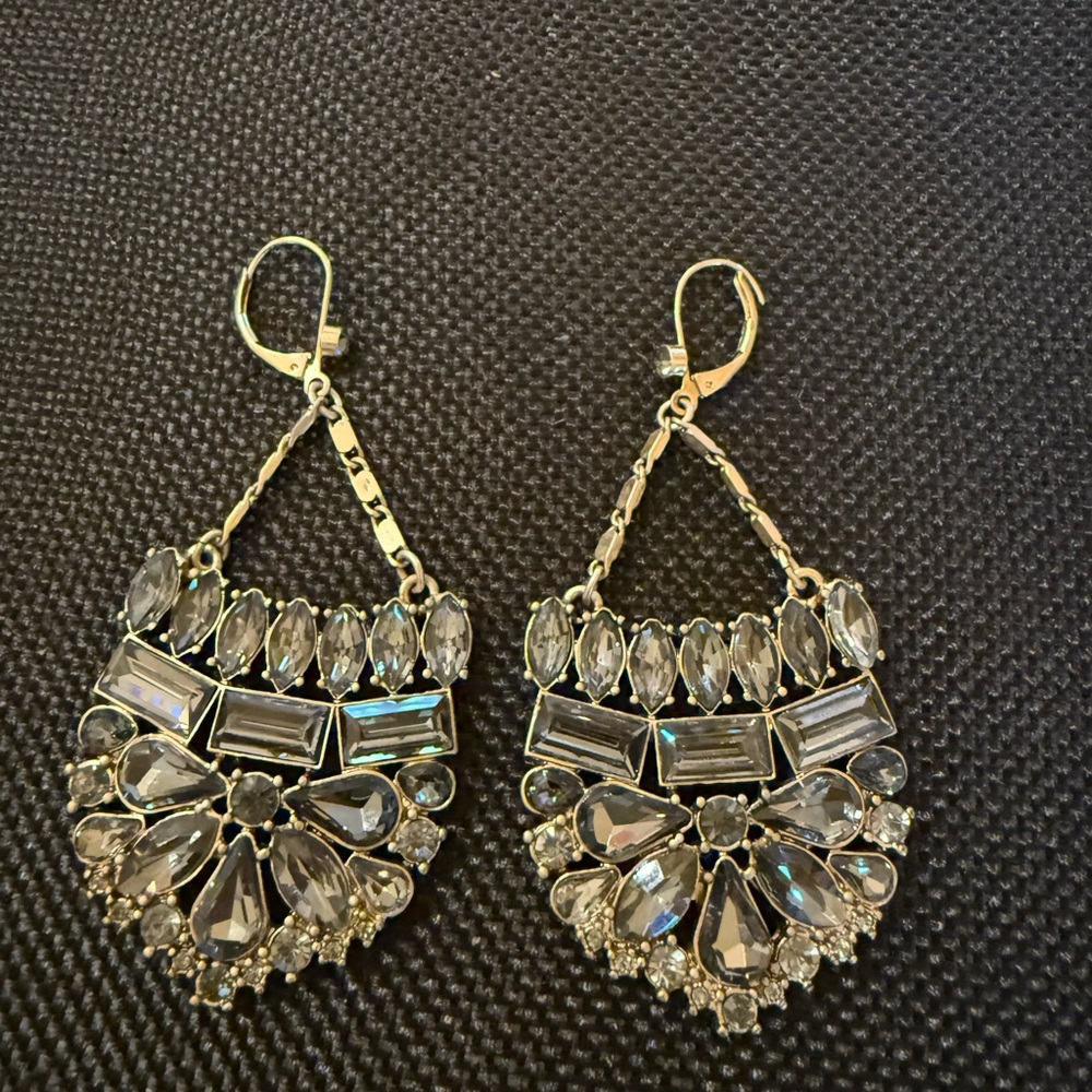 Gold-Tone Clear Crystal Chandelier Earrings — Statement Drop Earrings